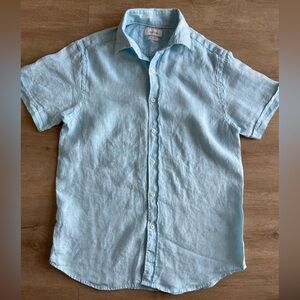 Porter & Ash Shirt Medium Linen Button Down Casual Knit Collared Preppy